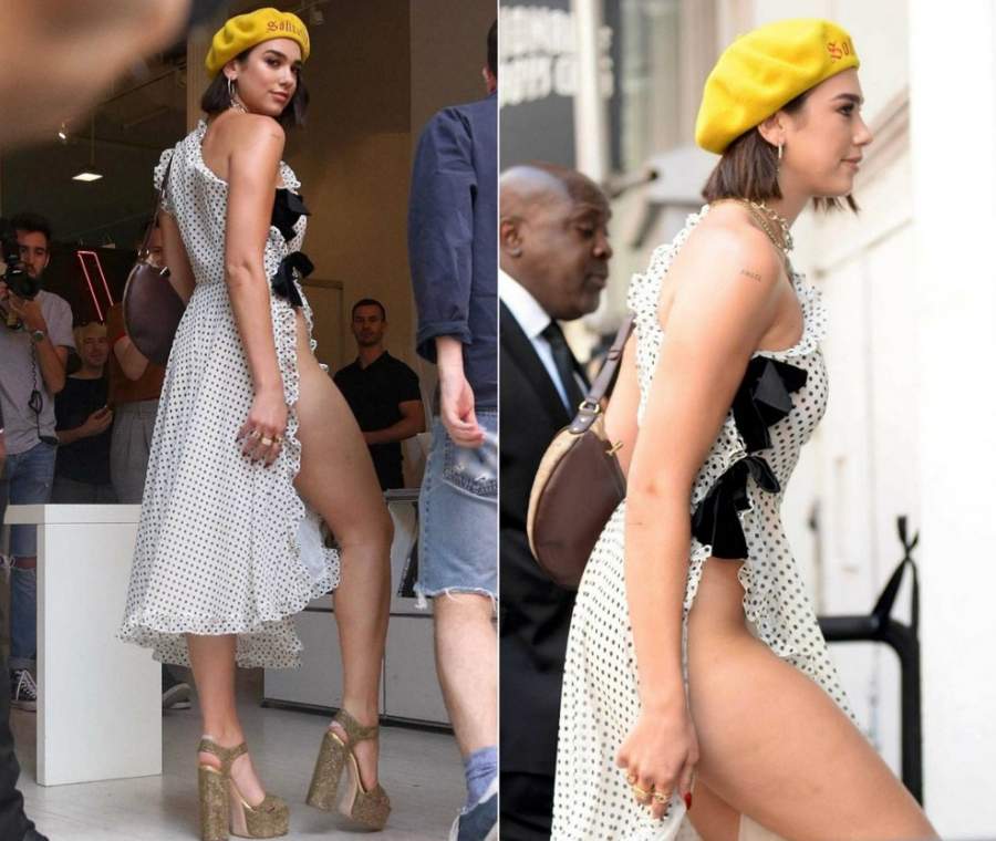22-летняя британская певица и модель Dua Lipa в сексуальном платье без белья (18 фото)
